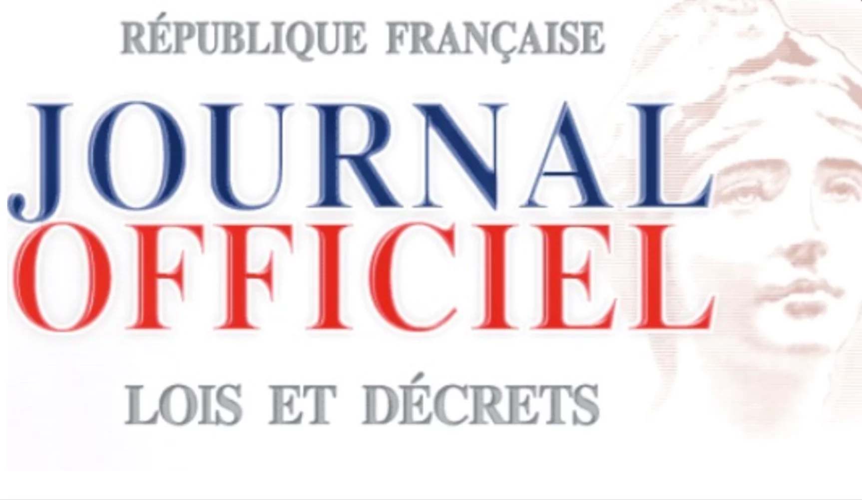 Couverture du Journal officiel de la République française, lois et décrets