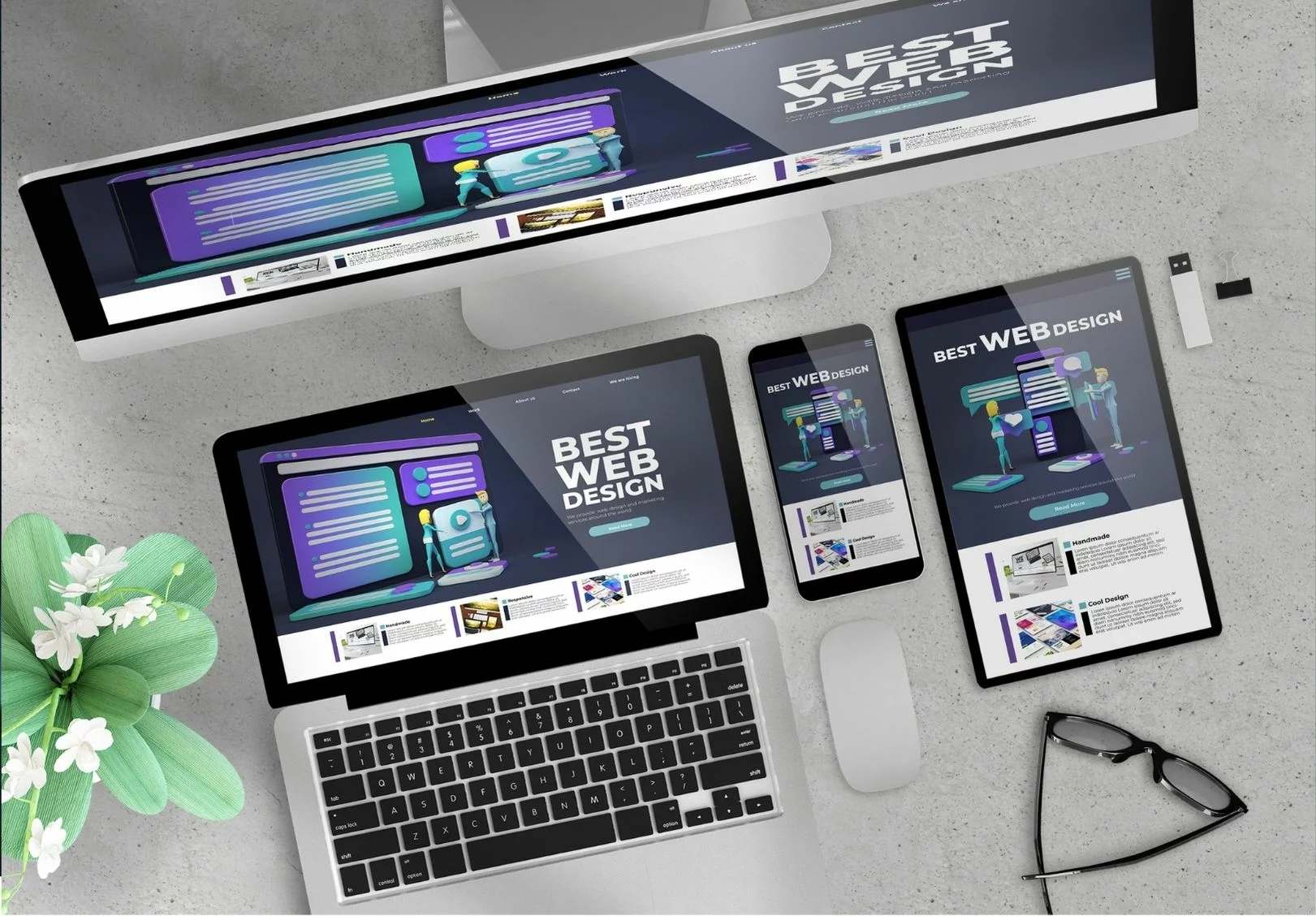 Site internet affiché sur ordinateur, tablette et smartphone