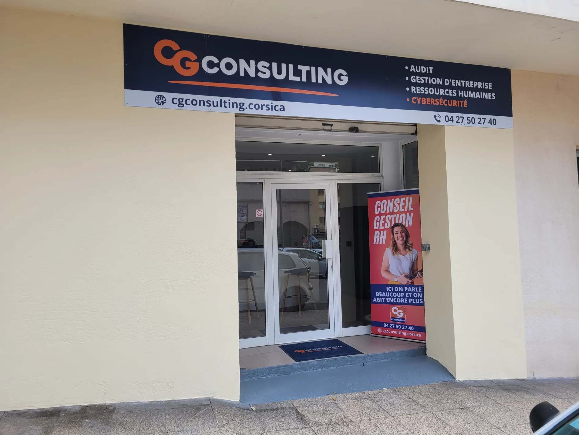Entrée de CG Consulting, 20 rue Docteur Del Pellegrino à Ajaccio