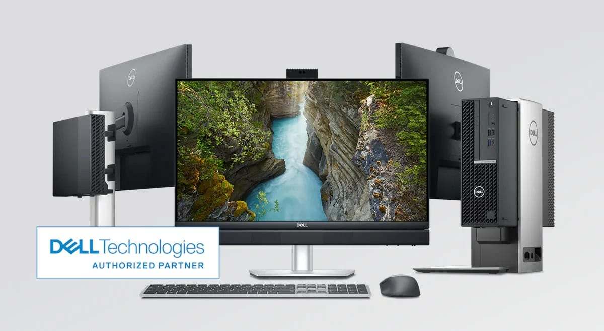 Ordinateurs de bureau et écrans Dell, logo Dell Technologies Authorized Partner