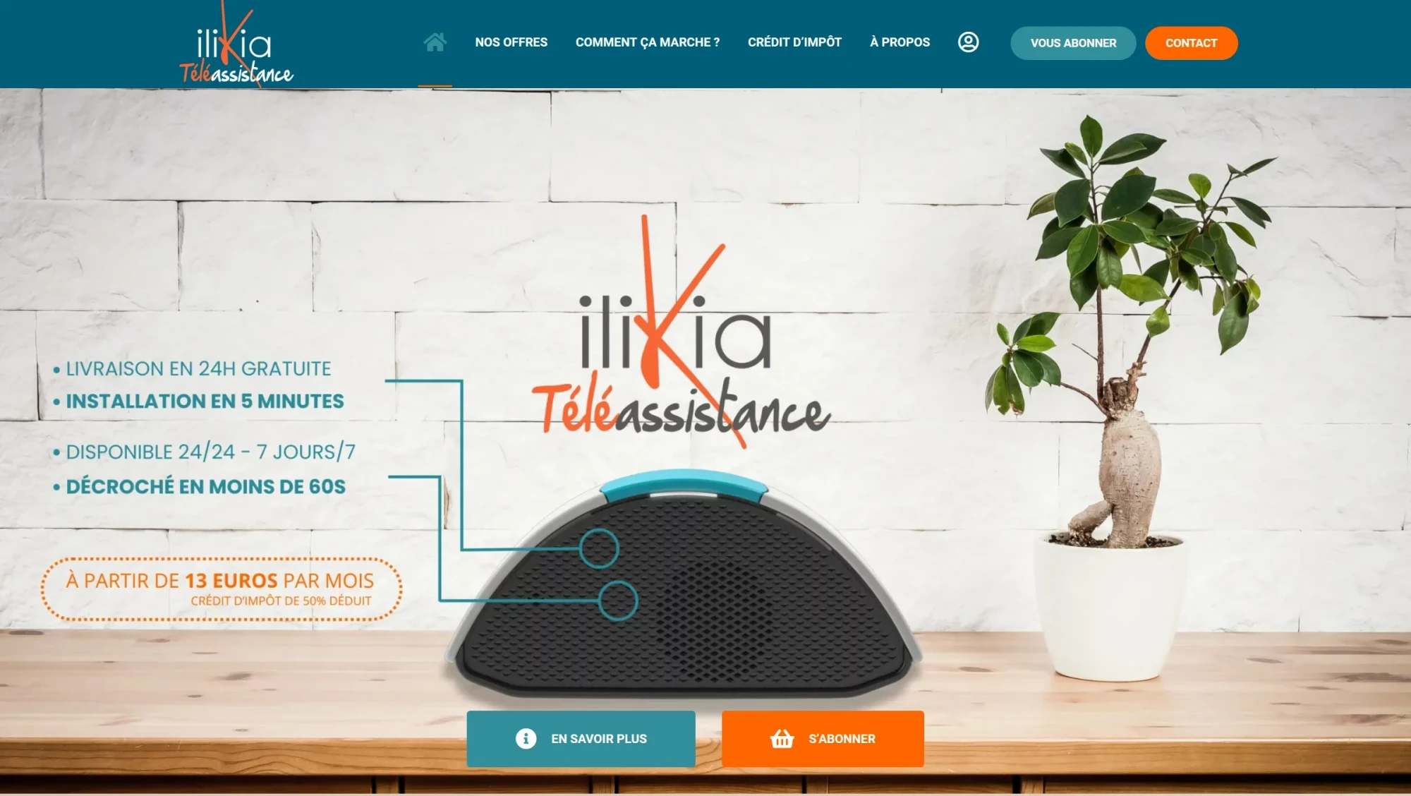 Page d’accueil du site Ilikia Téléassistance