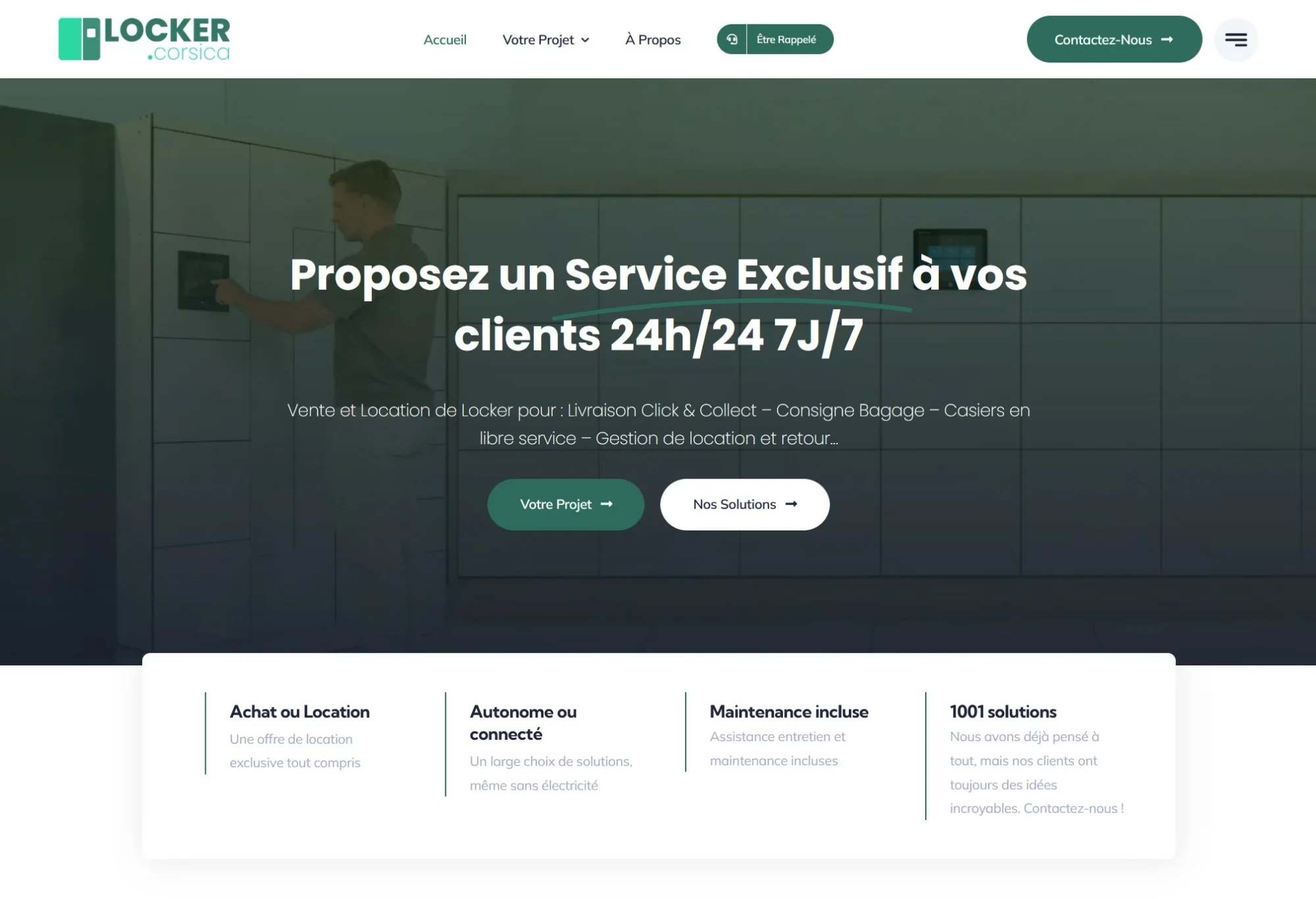 Page d’accueil du site Locker Corsica, location de casiers en Corse
